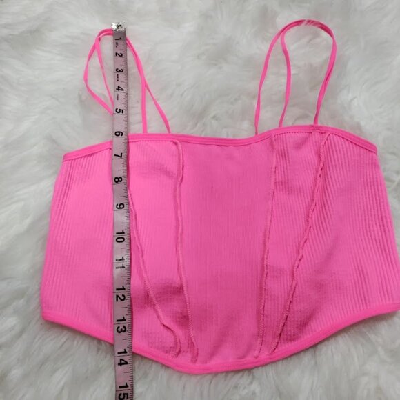 Urban Outfitters Pink Out From Under Fiona Ribbed Cami Crop Top Women's Size M - Picture 8 of 8